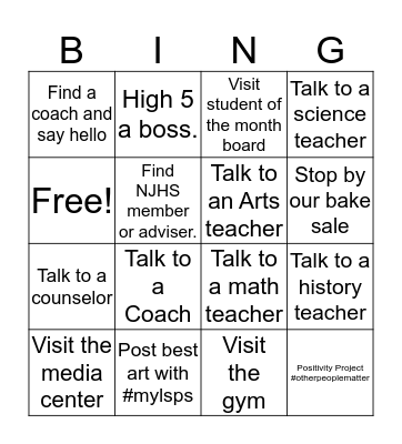 Kennedy Middle School Bingo Card