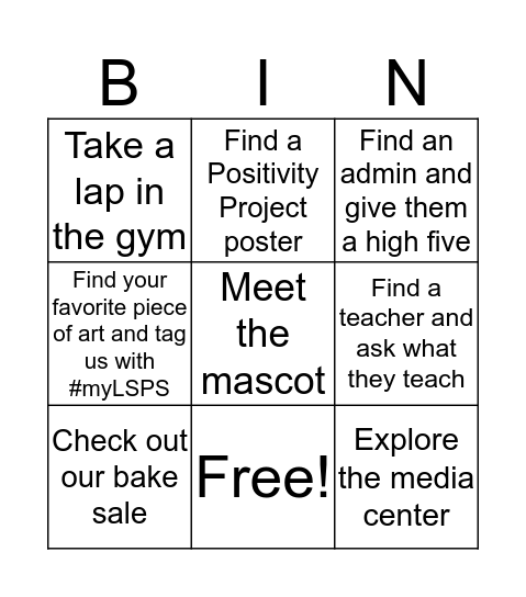 Elementary School BINGO Card