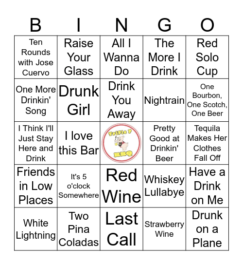 Bar Anthems Bingo Card