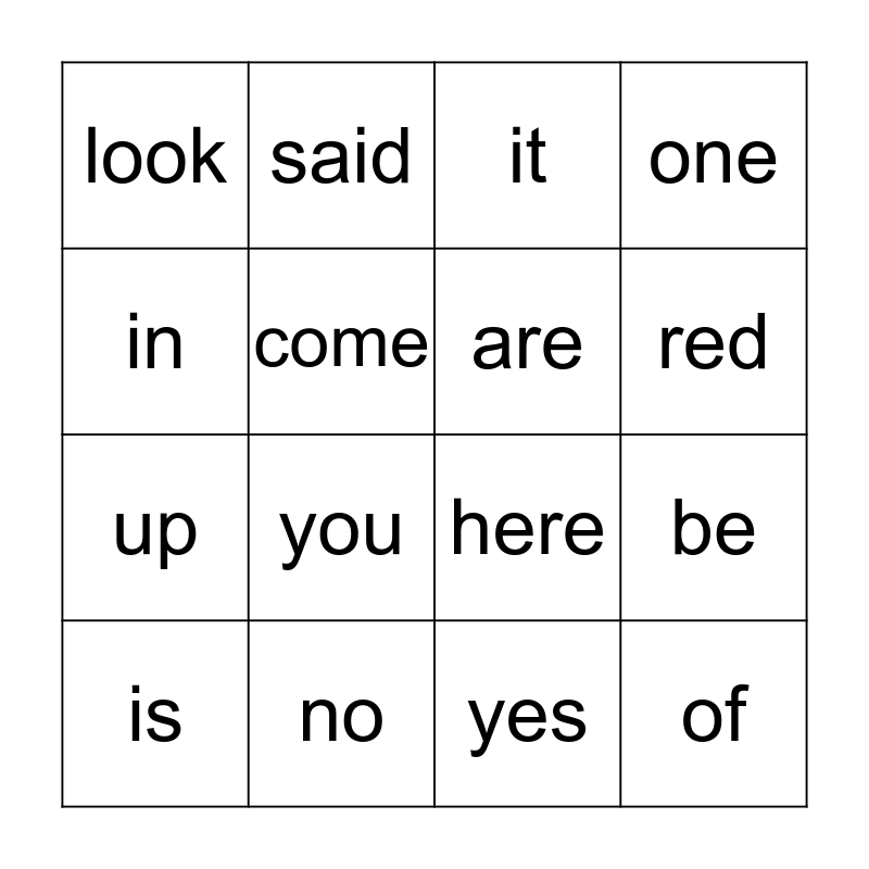 Kindergarten Bingo!! Bingo Card