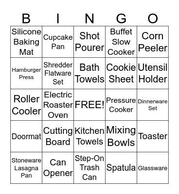 Wedding Shower Bingo Card