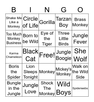 Mental Floss Music Bingo: Welcome to the Jungle Bingo Card