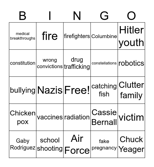 Period 2  Bingo Card