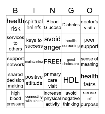 Wellness Bingo Card