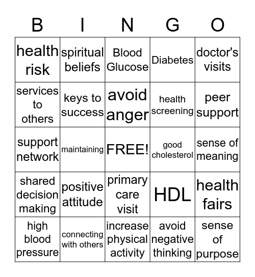 Wellness Bingo Card