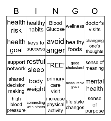 Wellness Bingo Card