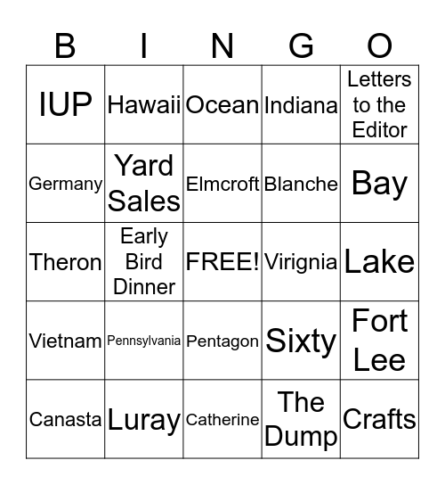 Manner Family Bingo Card