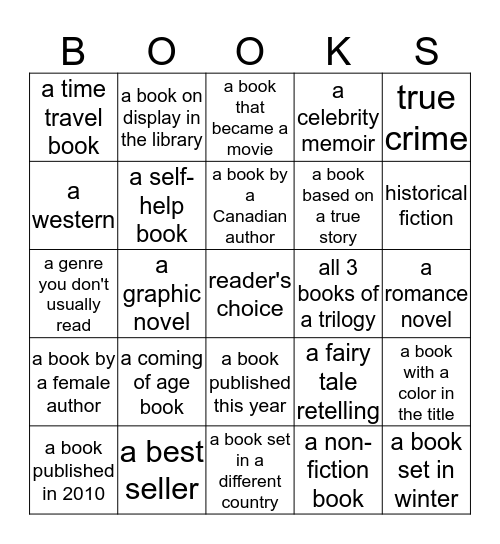 2020 Book Challenge Bingo Card