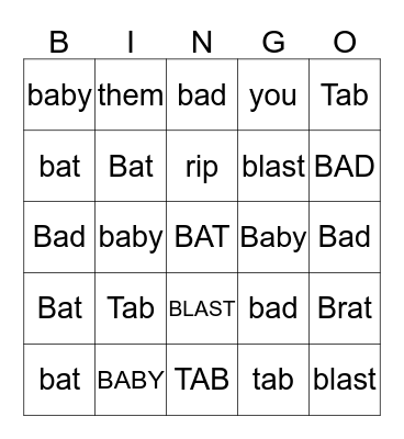 Word Wall 1/8/2020 Bingo Card