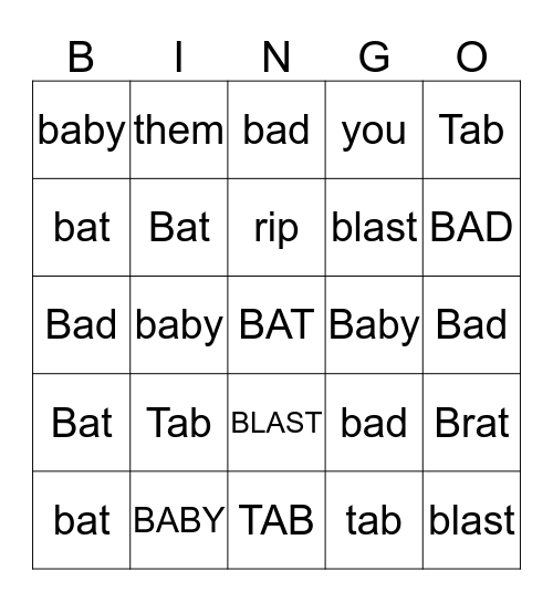 Word Wall 1/8/2020 Bingo Card