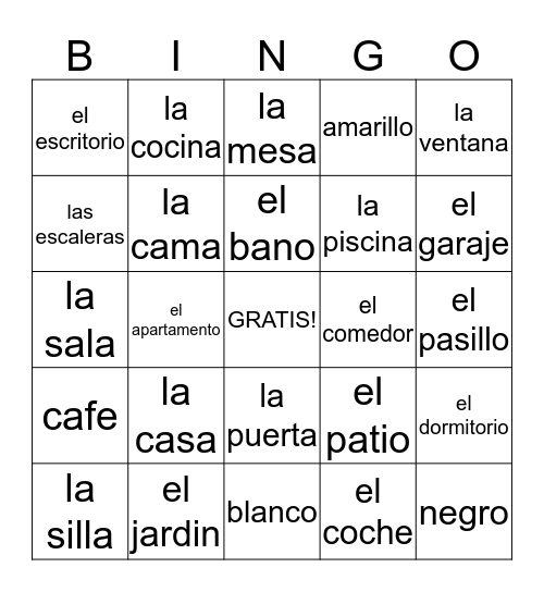 La Casa Bingo Card