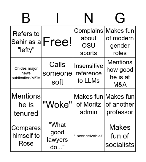What Will Dale Say Today Bingo Card