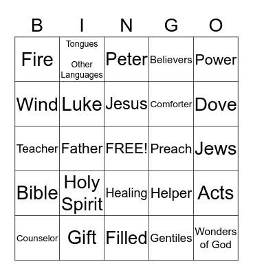 Pentecost Bingo Card