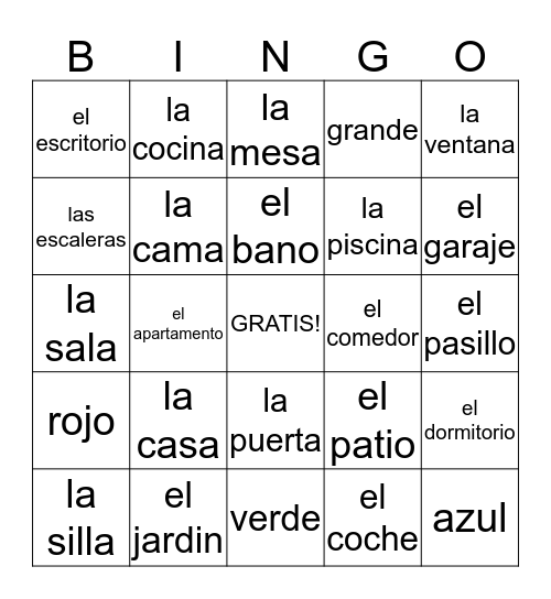 La Casa Bingo Card