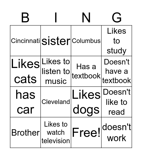 BCS Warmup Bingo Card