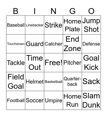 Tailgate Bingo Card