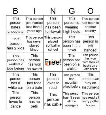 Coworker Bingo Card