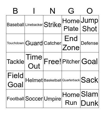 Tailgate Bingo Card
