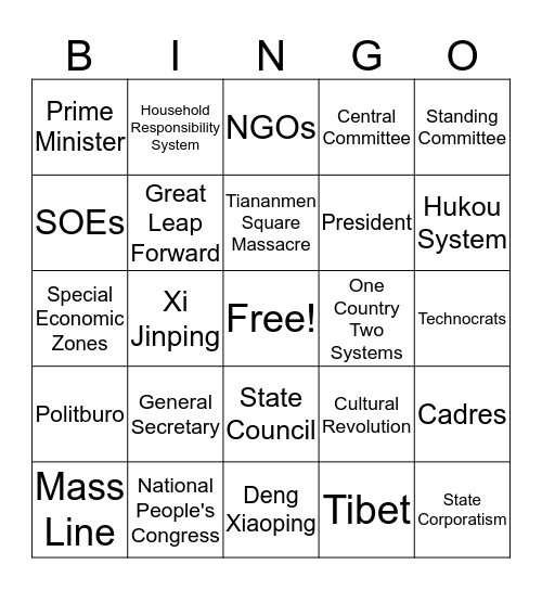 BIngo Legend Bingo Card