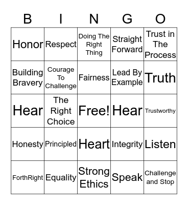 Concentrix Integrity Bingo Card
