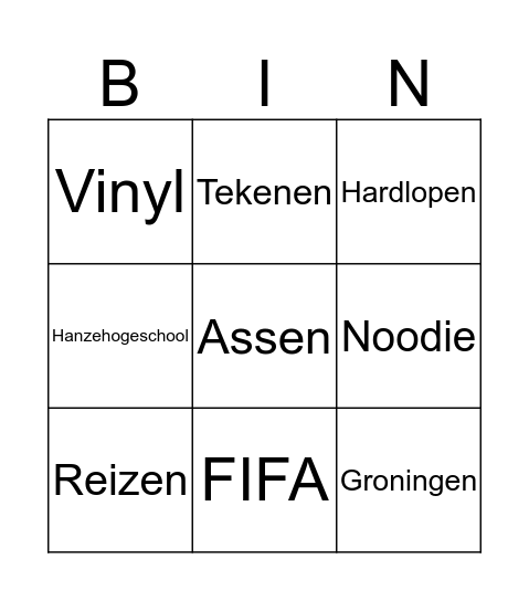 Kennismakings Bingo Card