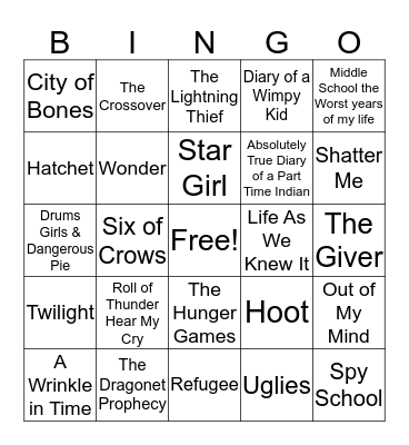 Book Cover Bingo Card