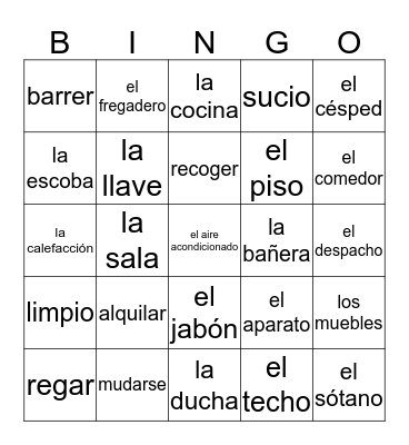 Lista #8 En la casa Bingo Card