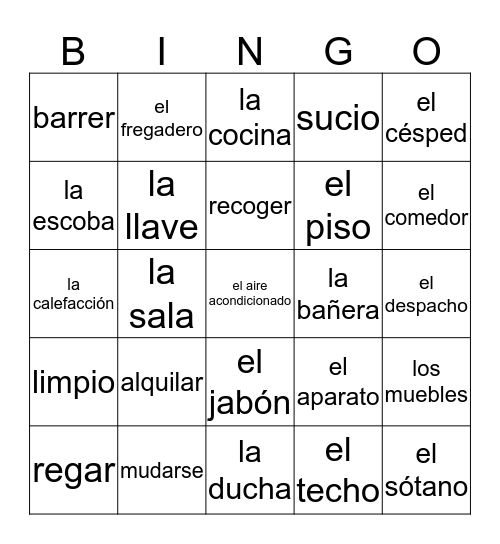 Lista #8 En la casa Bingo Card