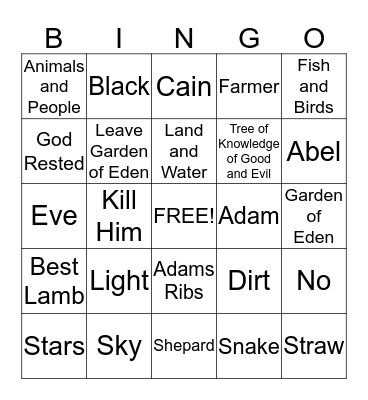 BIBLE BINGO Card