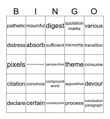 Unit 3: Technology Bingo Card