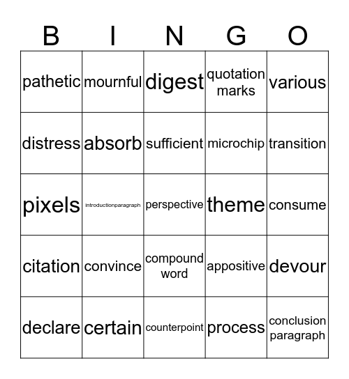 Unit 3: Technology Bingo Card