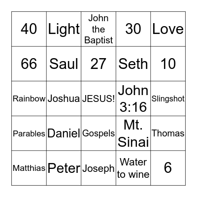 BIBLE BINGO!! Bingo Card