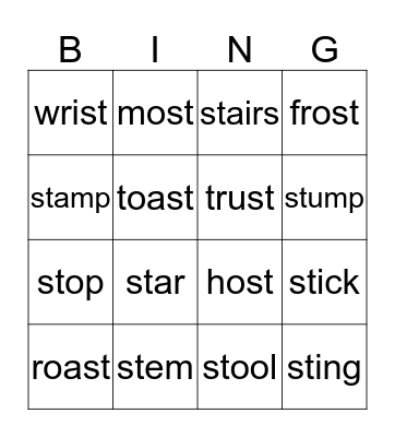 st blends Bingo Card