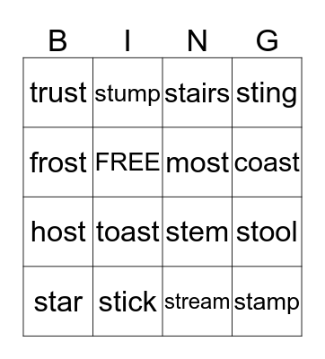 st blends Bingo Card