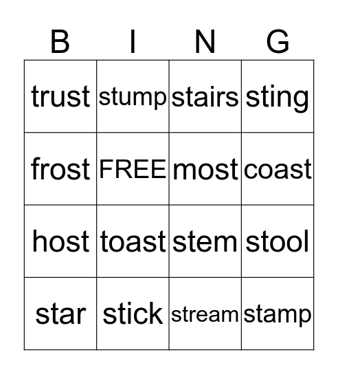 st blends Bingo Card