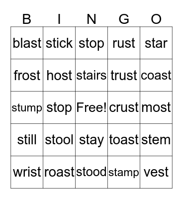 -st blends Bingo Card