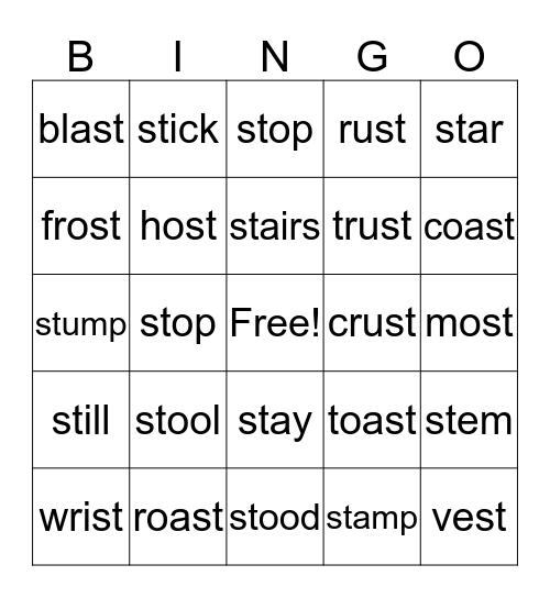 -st blends Bingo Card