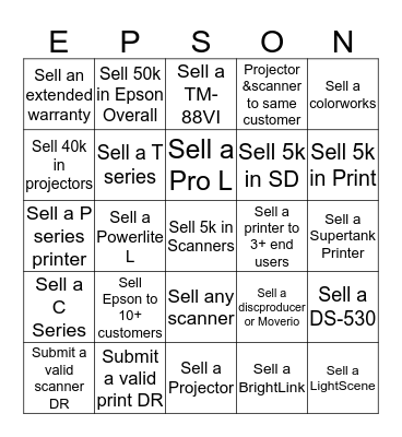 Epson Bingo! Bingo Card