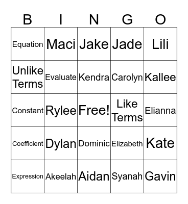All About Us BINGO Card