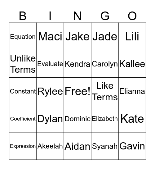 All About Us BINGO Card