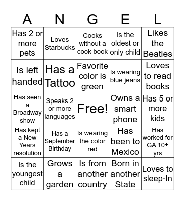 Conversation Bingo Card