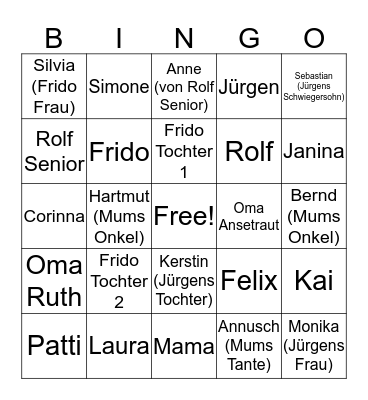 Familienbingo  Bingo Card