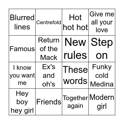 GARY'S MUSIC BINGO Card