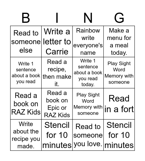 BINGO Card