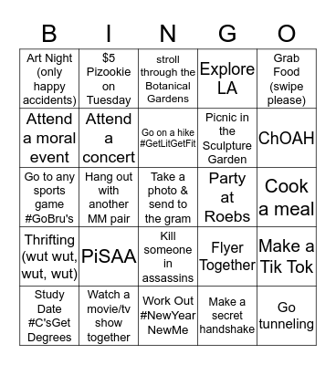 Mentor/Mentee Bingo Card
