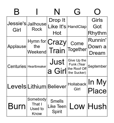 DDC Music Bingo #5 Bingo Card