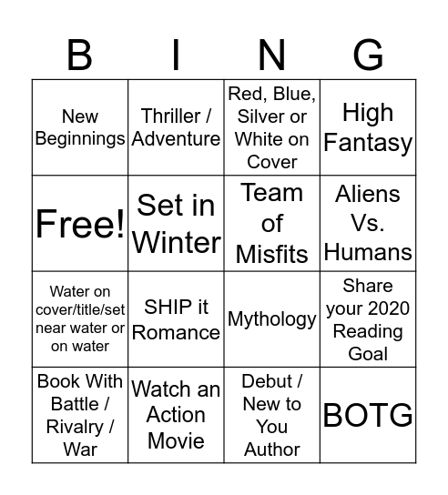 FFS January 2020 Bingo Card