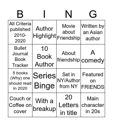 Reading Rivalry January 2020 Bingo Card