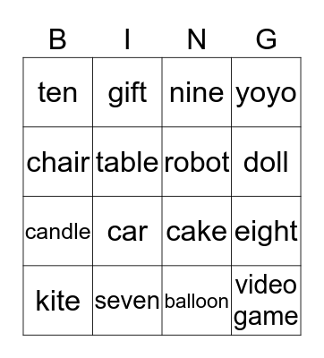 Hip Hip Hooray 1 Unit 3 Bingo Card