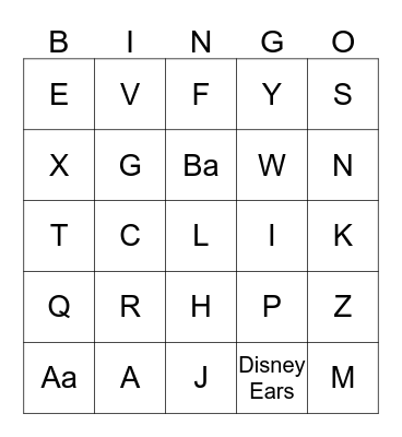 Disney bingo Card